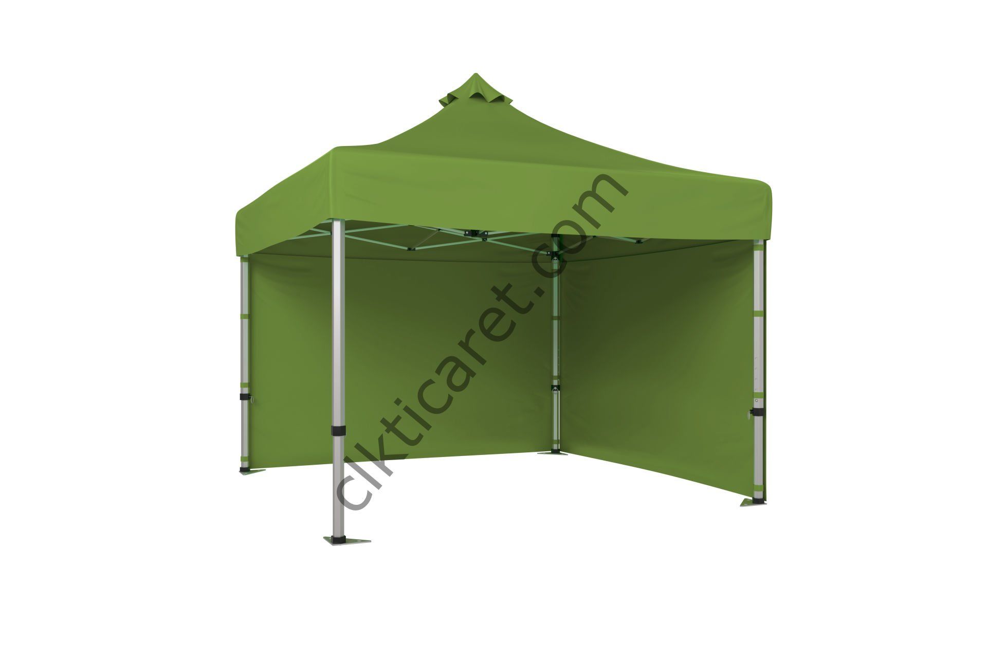 CLK 3x3 Katlanabilir Tente Gazebo Portatif Çadır 30 mm 2 Yan Kapalı Haki Askeri Yeşil
