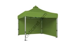 CLK 3x3 Katlanabilir Tente Gazebo Portatif Çadır 30 mm 2 Yan Kapalı Haki Askeri Yeşil