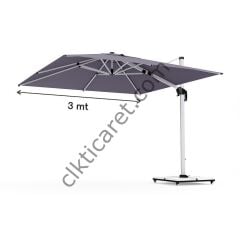 CLK Mykonos 3x3 Metre Antrasit Yandan Kollu Şemsiye