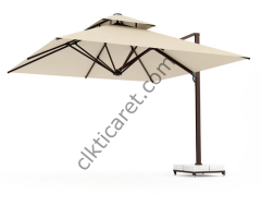 CLK Albatros 4x4 Metre Yandan Kollu Krem Bahçe Havuz Otel Şemsiyesi