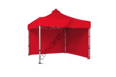 CLK 3x3 Katlanabilir Tente Gazebo Portatif Çadır 30 mm 2 Yan Kapalı Kırmızı