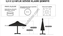CLK 3,5x3,5 Metre Bacalı Mega Q60 Şemsiye Bahçe Cafe Havuz Otel Restorant Şemsiyeleri Benetton Yeşil - İstemiyorum