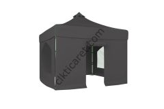CLK 3x3 Katlanabilir Tente Gazebo Portatif Çadır 30 mm 2 Yan Pencereli 1 Yan Aksesuarsız 1 Yan Kapılı Gri