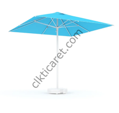 CLK 2,5x2,5 mt Q50 Mega Şemsiye Bahçe Cafe Havuz Otel Plaj Şemsiyeleri Beyaz - Metal Hareketli Ayak 4 Mermerli (60x60cm 80 kg)