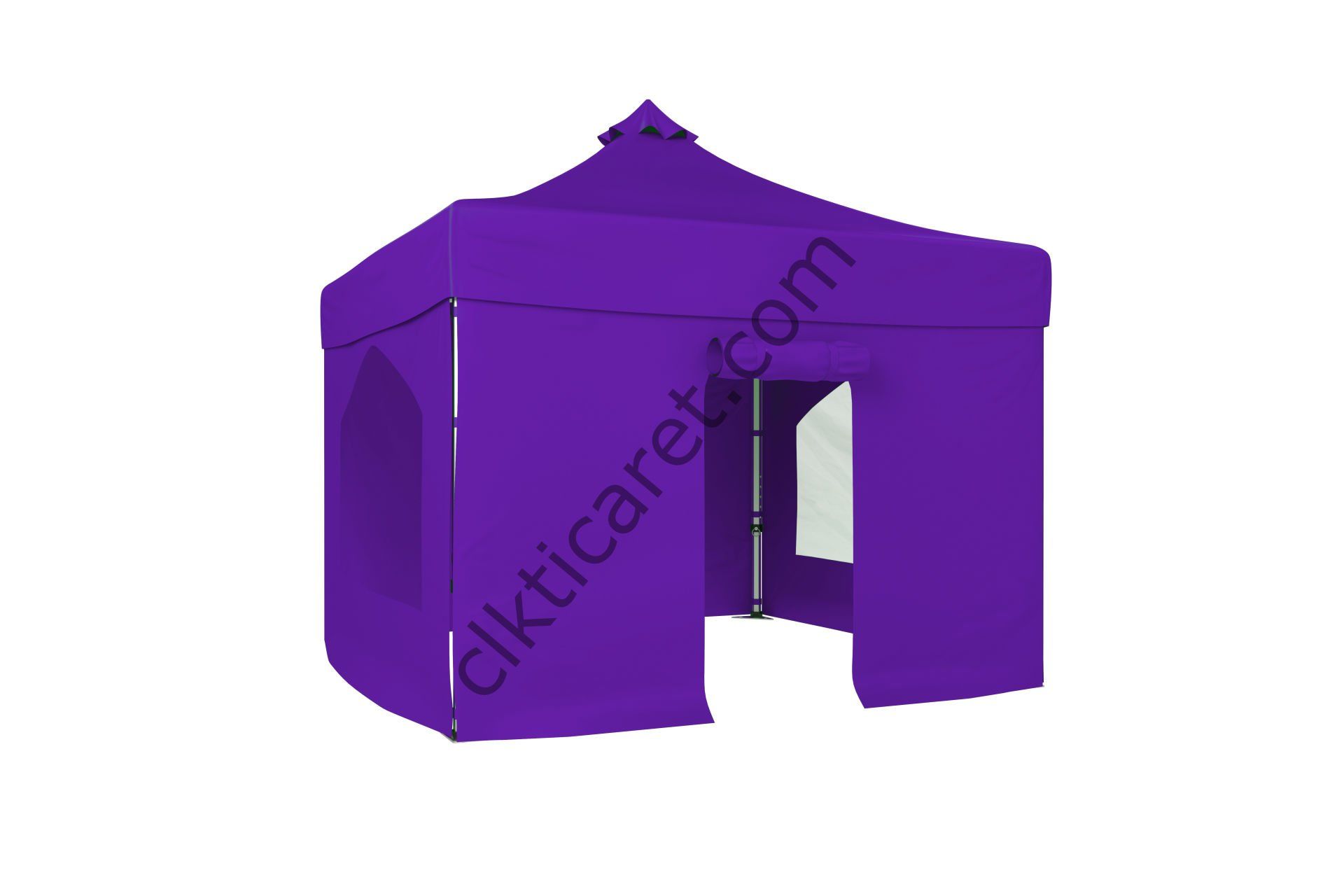 CLK 3x3 Katlanabilir Tente Gazebo Portatif Çadır 30 mm 2 Yan Pencereli 1 Yan Aksesuarsız 1 Yan Kapılı Mor