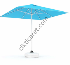 CLK 2,5x2,5 mt Q50 Mega Şemsiye Bahçe Cafe Havuz Otel Plaj Şemsiyeleri Açık Yeşil - Metal Hareketli Ayak 4 Mermerli (60x60cm 80 kg)