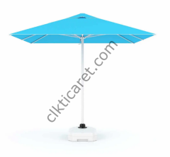 CLK 2,5x2,5 mt Q50 Mega Şemsiye Bahçe Cafe Havuz Otel Plaj Şemsiyeleri Krem - Metal Hareketli Ayak 4 Mermerli (60x60cm 80 kg)