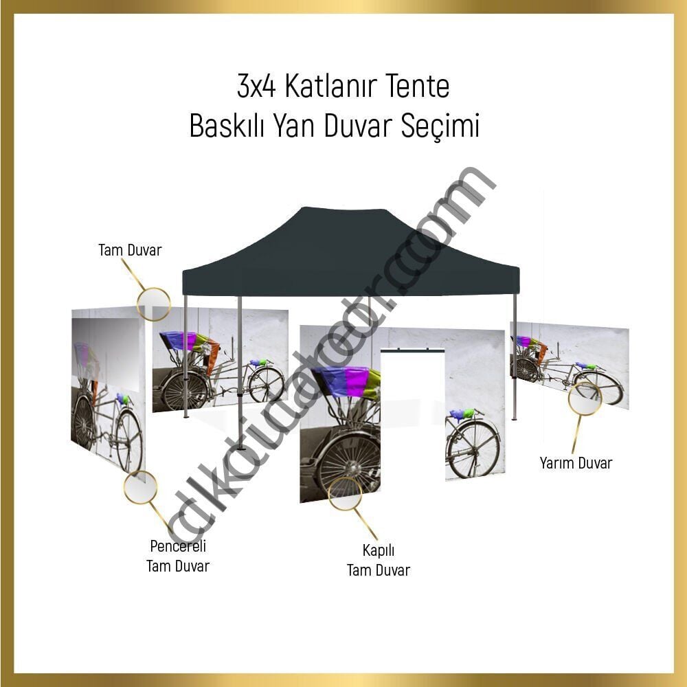 CLK 5x7,5 Metre Kalın 52mm Alüminyum Profil Baskılı Gazebo Çadır Portatif Tente Set