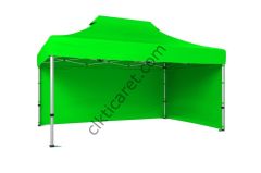 CLK 3x4,5 Katlanabilir Tente Gazebo Portatif Çadır 30 mm 2 Yan Kapalı Açık Yeşil