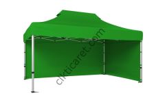 CLK 3x4,5 Katlanabilir Tente Gazebo Portatif Çadır 30 mm 2 Yan Kapalı Benetton Yeşil