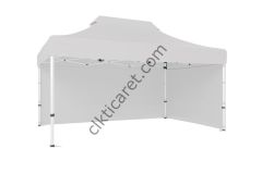 CLK 3x4,5 Katlanabilir Tente Gazebo Portatif Çadır 30 mm 2 Yan Kapalı Beyaz
