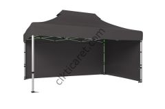 CLK 3x4,5 Katlanabilir Tente Gazebo Portatif Çadır 30 mm 2 Yan Kapalı Gri