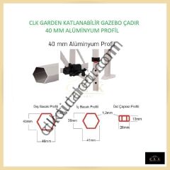 CLK 2x4 mt 40mm Alüminyum Katlanabilir Tente Gazebo Çadır 1 Tam Duvar 2 Yarım Duvar