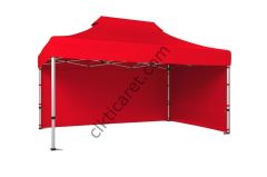 CLK 3x4,5 Katlanabilir Tente Gazebo Portatif Çadır 30 mm 2 Yan Kapalı Kırmızı