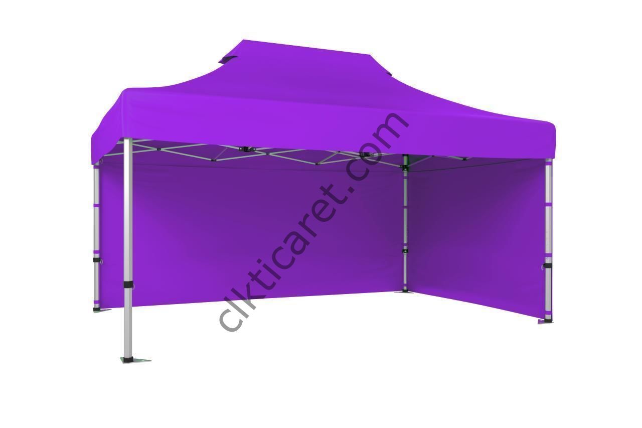 CLK 3x4,5 Katlanabilir Tente Gazebo Portatif Çadır 30 mm 2 Yan Kapalı Lila
