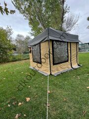 CLK 3x3 40 mm Bagaj Boy Gazebo Karavan Çadırı Portatif Katlanabilir Kış Bahçesi 115 cm Sök-Tak Alt Zemin Branda