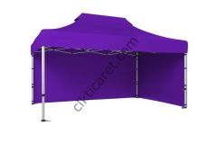 CLK 3x4,5 Katlanabilir Tente Gazebo Portatif Çadır 30 mm 2 Yan Kapalı Mor