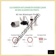 CLK 2x4 40 mm Alüminyum Katlanabilir Gazebo Tente Çadır 3 Yan Duvarlı 2 Pencereli