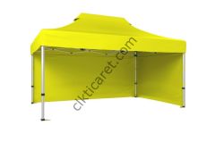 CLK 3x4,5 Katlanabilir Tente Gazebo Portatif Çadır 30 mm 2 Yan Kapalı Sarı