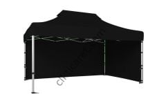 CLK 3x4,5 Katlanabilir Tente Gazebo Portatif Çadır 30 mm 2 Yan Kapalı Siyah