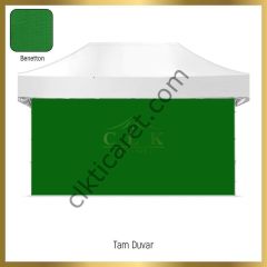 CLK 3x4,5 Katlanabilir Tente Gazebo Portatif Çadır 30 mm 3 Yan Duvarlı 2 Pencereli Benetton Yeşil