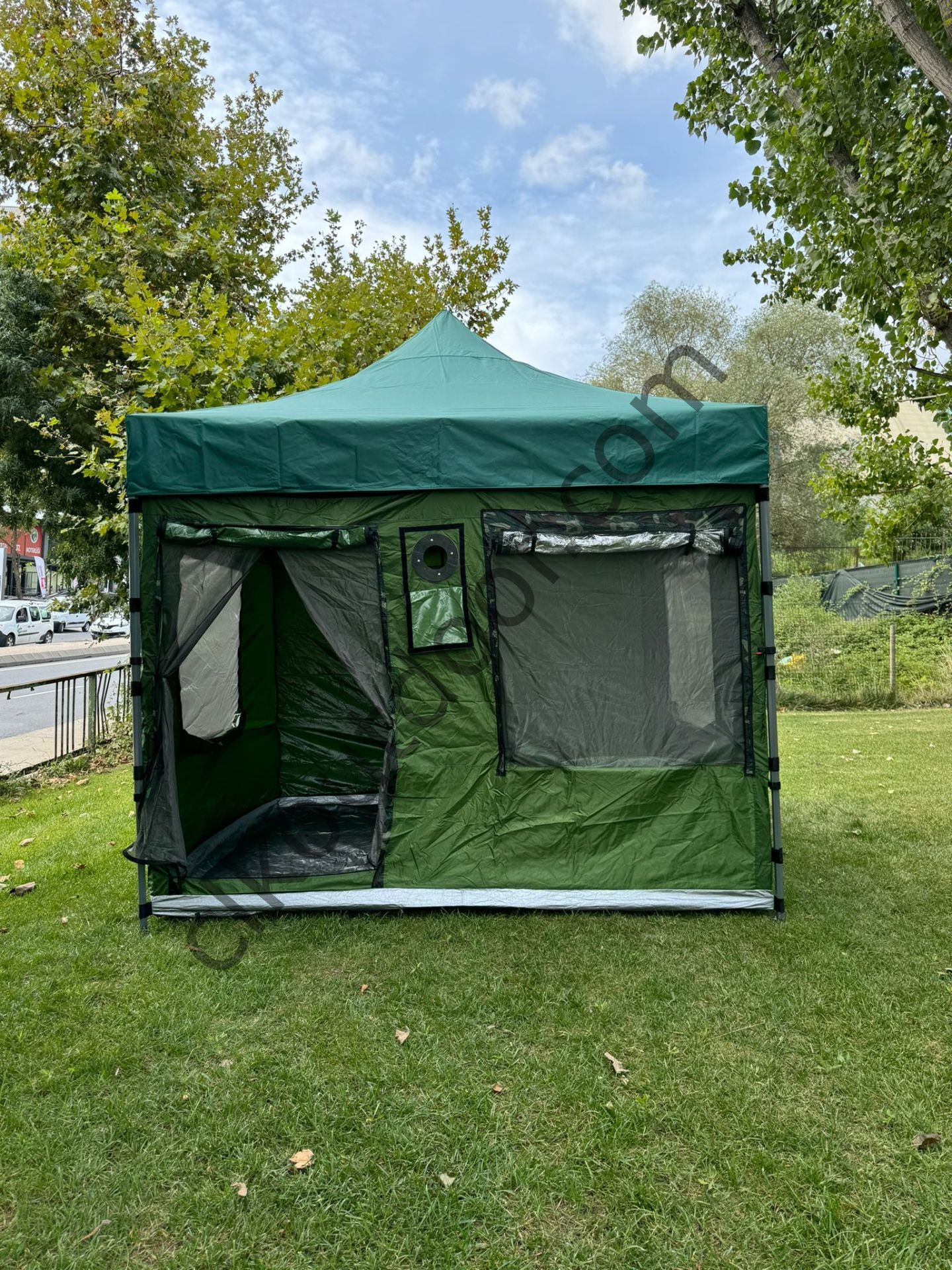 CLK 3x3 mt Katlanabilir Portatif Kısa Bagaj Boy 115 cm Gazebo Portatif Kamp Çadırı Haki