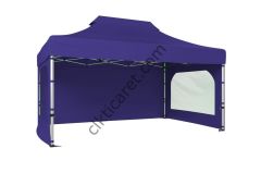 CLK 3x4,5 Katlanabilir Tente Gazebo Portatif Çadır 30 mm 3 Yan Duvarlı 2 Pencereli Lacivert