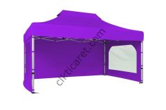 CLK 3x4,5 Katlanabilir Tente Gazebo Portatif Çadır 30 mm 3 Yan Duvarlı 2 Pencereli Lila