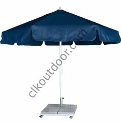 CLK 4 Metre Yuvarlak Mega Q60 Şemsiye Bahçe Cafe Havuz Otel Restorant Şemsiyeleri Siyah - Metal Hareketli Ayak 4 Mermerli (70x70cm 120 kg)