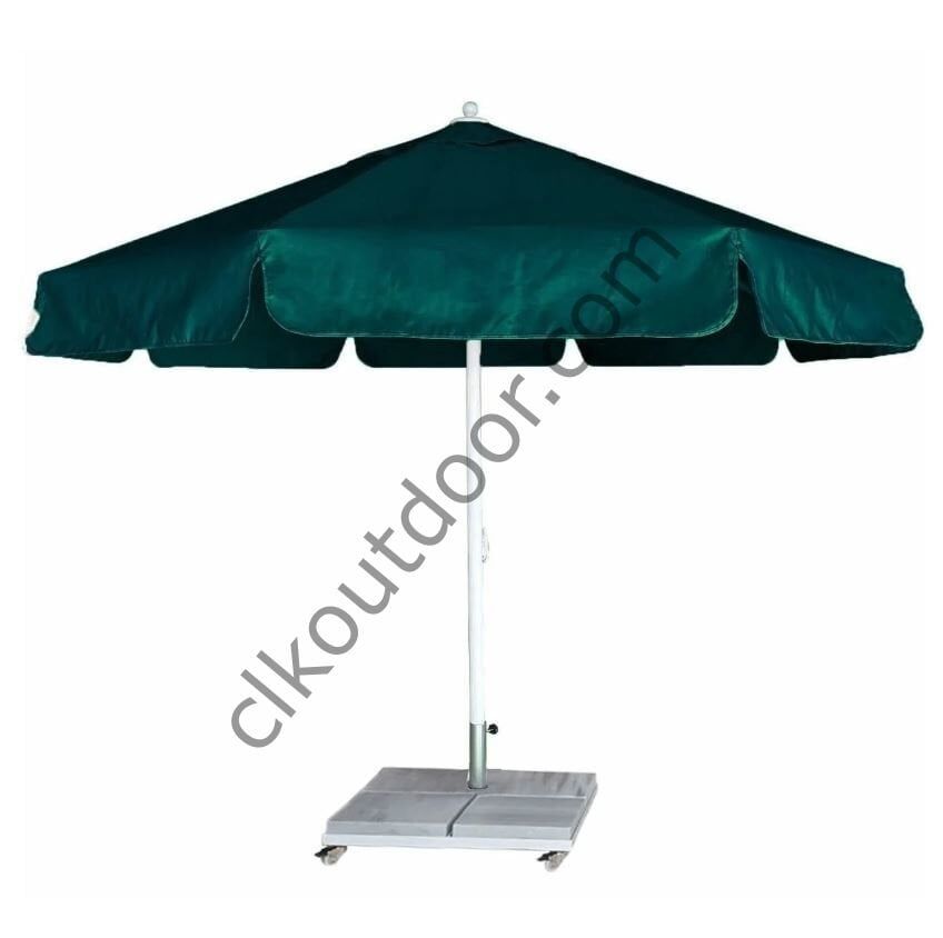 CLK 4 Metre Yuvarlak Mega Q60 Şemsiye Bahçe Cafe Havuz Otel Restorant Şemsiyeleri Lacivert - Metal Hareketli Ayak 4 Mermerli (70x70cm 120 kg)