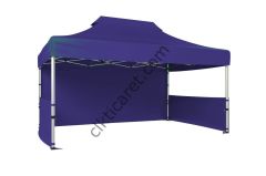 CLK 3x4,5 Katlanabilir Tente Gazebo Portatif Çadır 30 mm 1 Tam Duvar 2 Yarım Duvar Lacivert