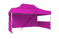 CLK 3x4,5 Katlanabilir Tente Gazebo Portatif Çadır 30 mm 1 Tam Duvar 2 Yarım Duvar Pembe