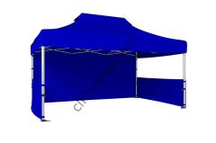CLK 3x4,5 Katlanabilir Tente Gazebo Portatif Çadır 30 mm 1 Tam Duvar 2 Yarım Duvar Saks Mavi