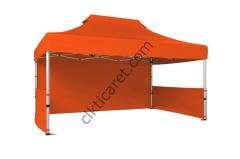 CLK 3x4,5 Katlanabilir Tente Gazebo Portatif Çadır 30 mm 1 Tam Duvar 2 Yarım Duvar Turuncu