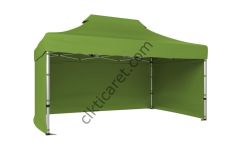 CLK 3x4,5 Katlanabilir Tente Gazebo Portatif Çadır 30 mm 3 Yan Kapalı Haki Askeri Yeşil