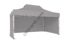 CLK 3x4,5 Katlanabilir Tente Gazebo Portatif Çadır 30 mm 3 Yan Kapalı Açık Gri