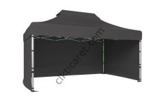CLK 3x4,5 Katlanabilir Tente Gazebo Portatif Çadır 30 mm 3 Yan Kapalı Gri