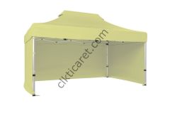 CLK 3x4,5 Katlanabilir Tente Gazebo Portatif Çadır 30 mm 3 Yan Kapalı Krem