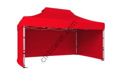 CLK 3x4,5 Katlanabilir Tente Gazebo Portatif Çadır 30 mm 3 Yan Kapalı Kırmızı