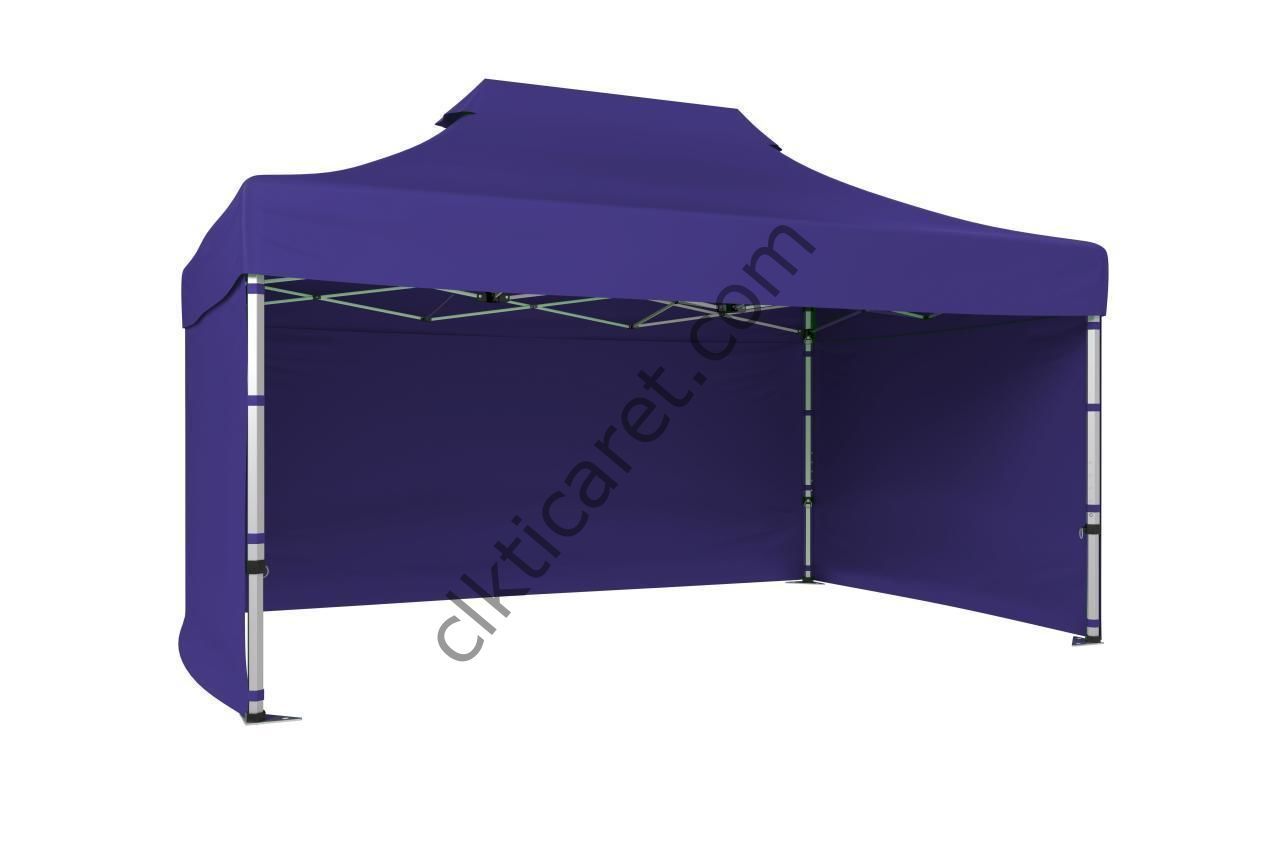 CLK 3x4,5 Katlanabilir Tente Gazebo Portatif Çadır 30 mm 3 Yan Kapalı Lacivert