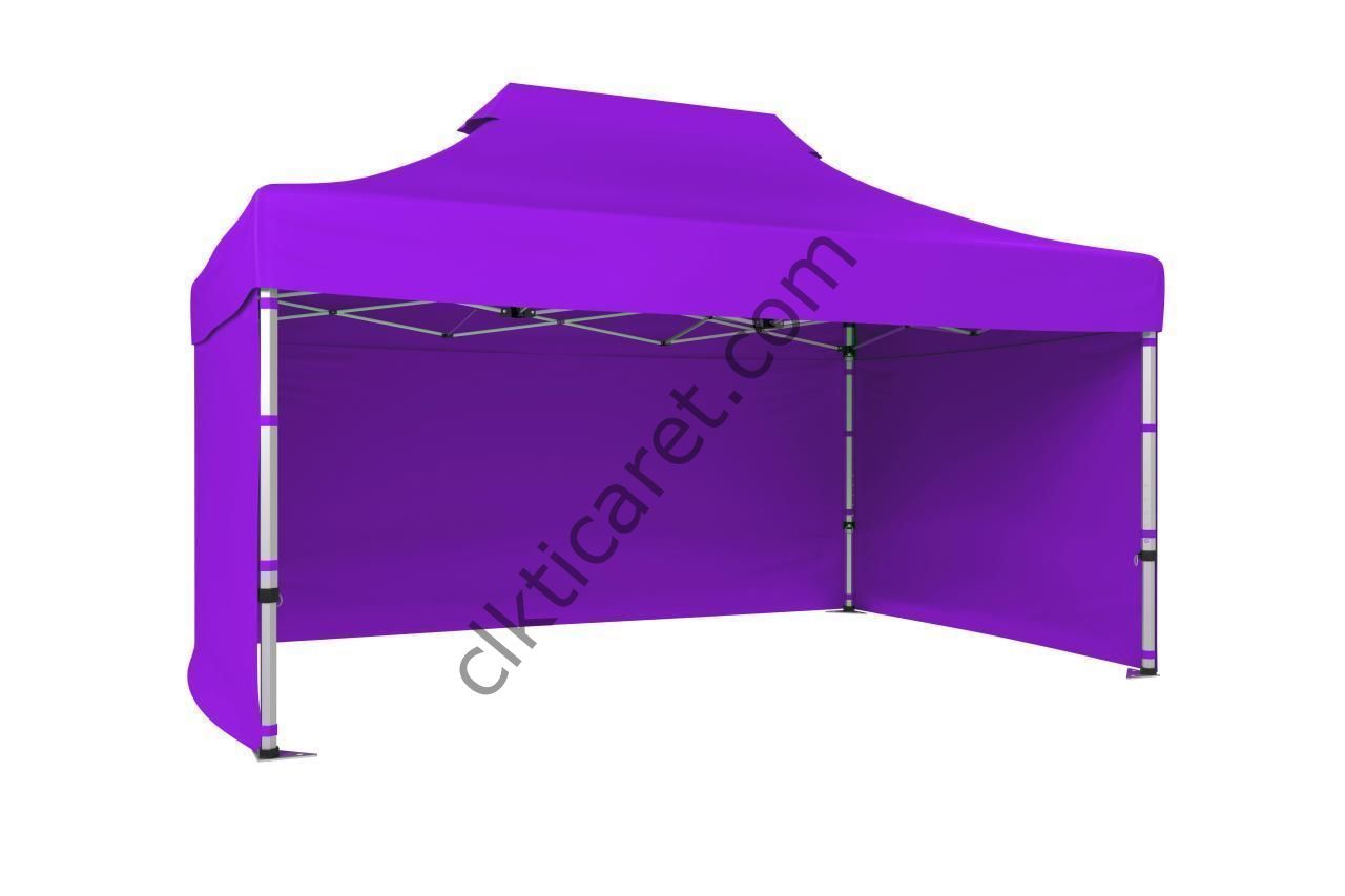 CLK 3x4,5 Katlanabilir Tente Gazebo Portatif Çadır 30 mm 3 Yan Kapalı Lila