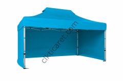 CLK 3x4,5 Katlanabilir Tente Gazebo Portatif Çadır 30 mm 3 Yan Kapalı Açık Mavi (Turkuaz)