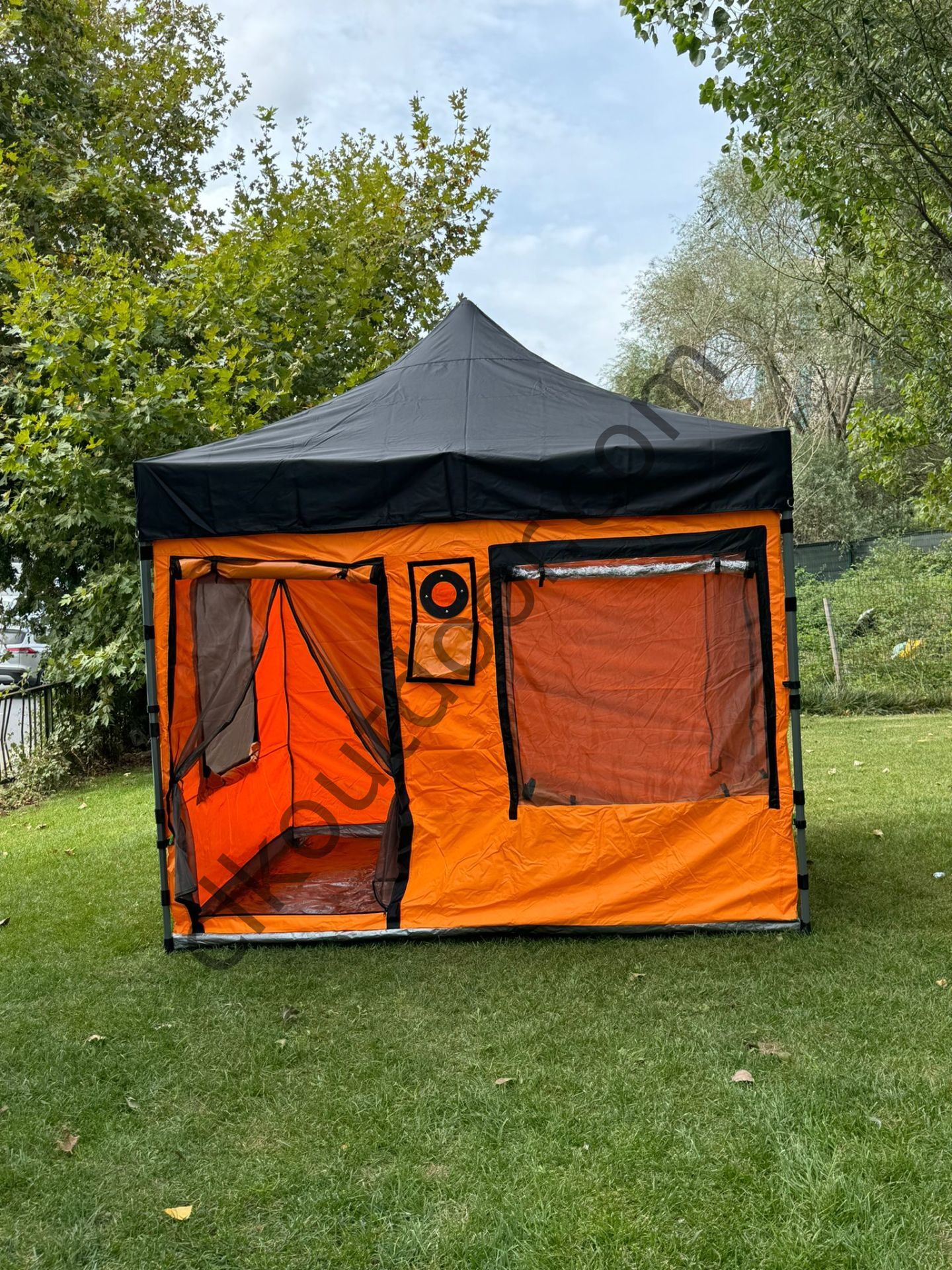 CLK 3x3 40mm Katlanır Gazebo Portatif Kamp Çadır Turuncu Krem