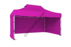 CLK 3x4,5 Katlanabilir Tente Gazebo Portatif Çadır 30 mm 3 Yan Kapalı Pembe