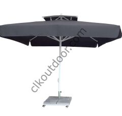 CLK 4x4 Metre Bacalı Mega Q60 Şemsiye Bahçe Cafe Havuz Otel Restorant Şemsiyeleri Mor - Metal Hareketli Ayak 4 Mermerli (70x70cm 120 kg)