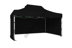 CLK 3x4,5 Katlanabilir Tente Gazebo Portatif Çadır 30 mm 3 Yan Kapalı Siyah