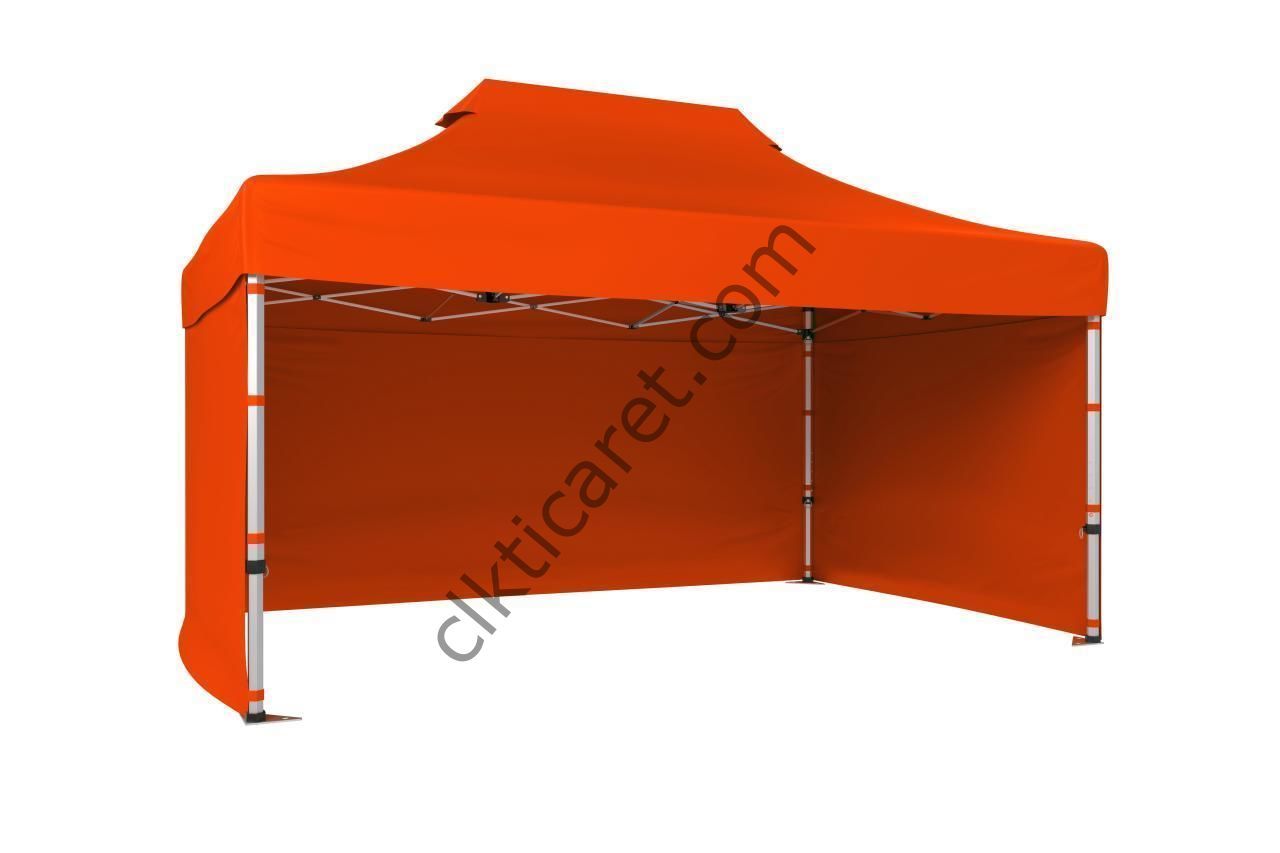 CLK 3x4,5 Katlanabilir Tente Gazebo Portatif Çadır 30 mm 3 Yan Kapalı Turuncu