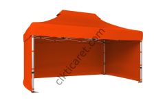 CLK 3x4,5 Katlanabilir Tente Gazebo Portatif Çadır 30 mm 3 Yan Kapalı Turuncu
