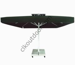 CLK 3x3 Metre Saçaklı LUX Model Krank Sistem Teleskopik Şemsiye Q90 Profil Sarı - Metal Hareketli Ayak 4 Mermerli (80x80cm 160 kg)
