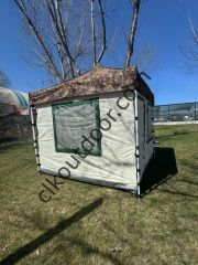 CLK 3x3 mt 40 mm Yeni Nesil 2 Kapı 4 Pencere Gazebo Portatif Kamp Çadırı Krem Bej